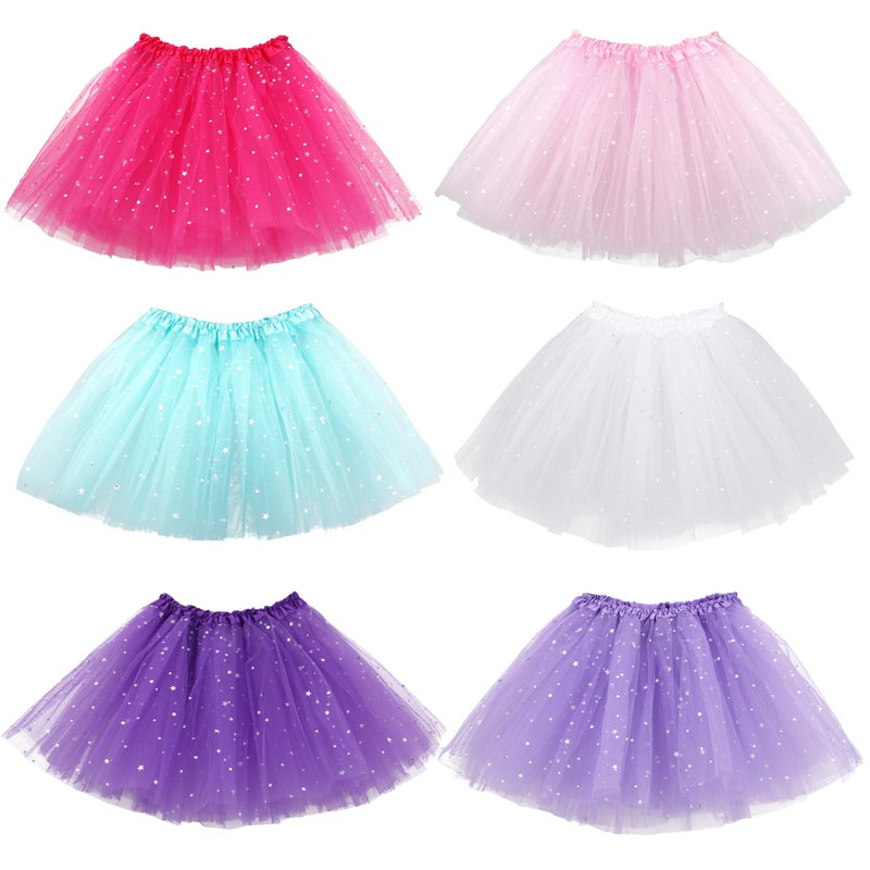 kilofly 6pc Girls Ballet Tutu Kids Birthday Princess Party Favor Dress Skirt Set Multicolored - Image 1